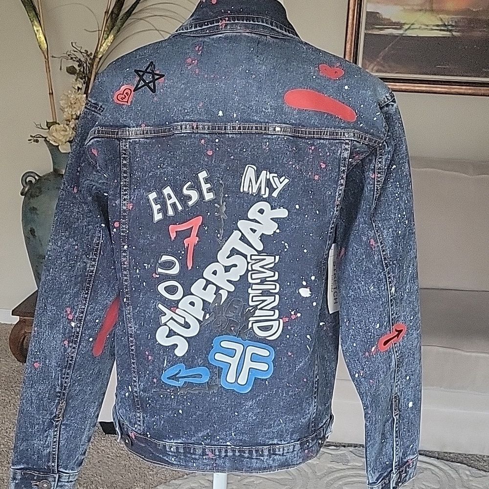 EVOLUTION In Design Paint Denim Jacket Size M - Picture 4 of 11